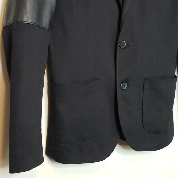 Zara Man Blazer Faux Leather Sleeves Black S - Picture 4 of 10